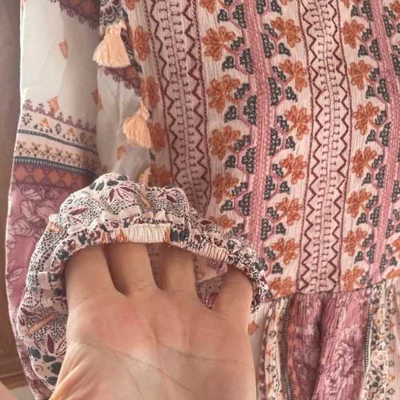 ❤️ 21”PTP M American Eagle boho blouse peasant floral embroidered look - Picture 5 of 8